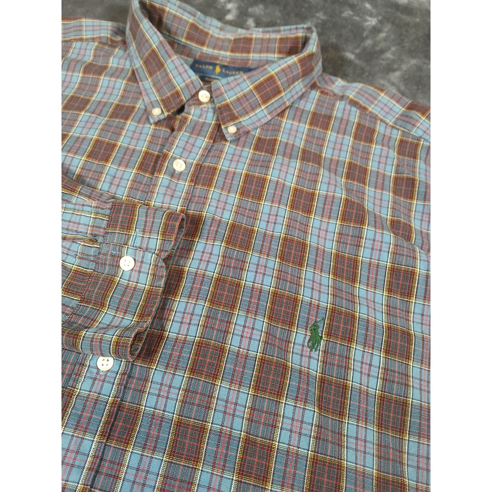 Polo Ralph Lauren Shirt Mens 4XB  Check Long Sleeve Classic Fit Flesh‎ Pony